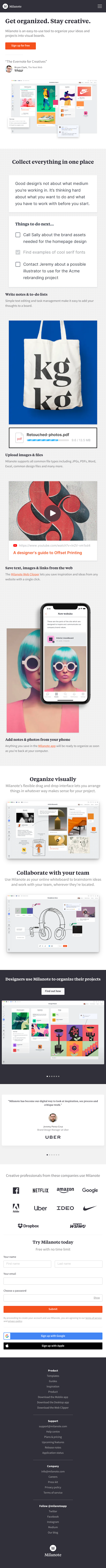 Milanote  Landing Page Design