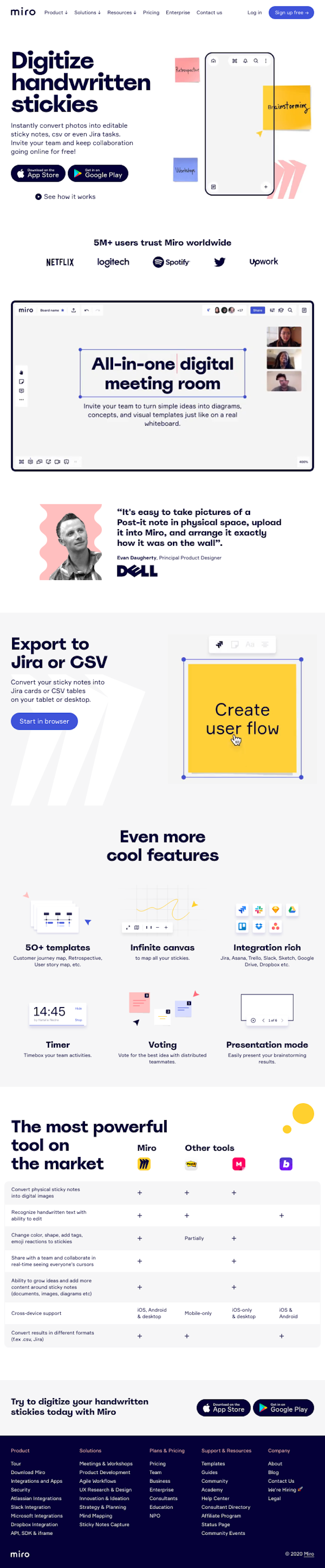 Miro  Landing Page Design