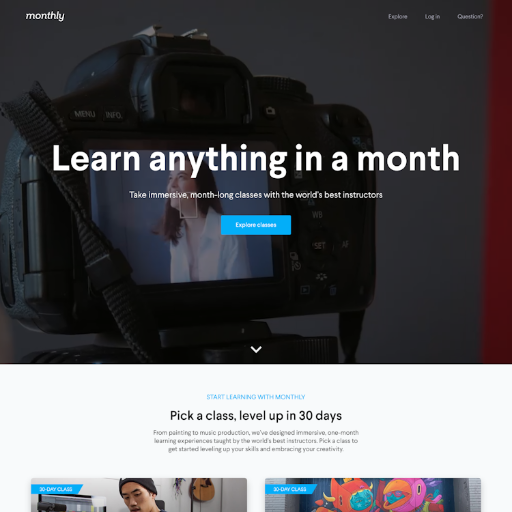 Monthly  Landing Page Design