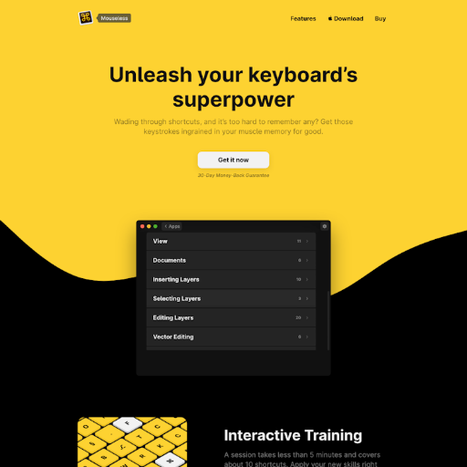 Mouseless  Landing Page Design