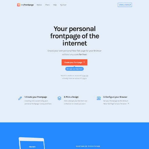 Myfront  Landing Page Design