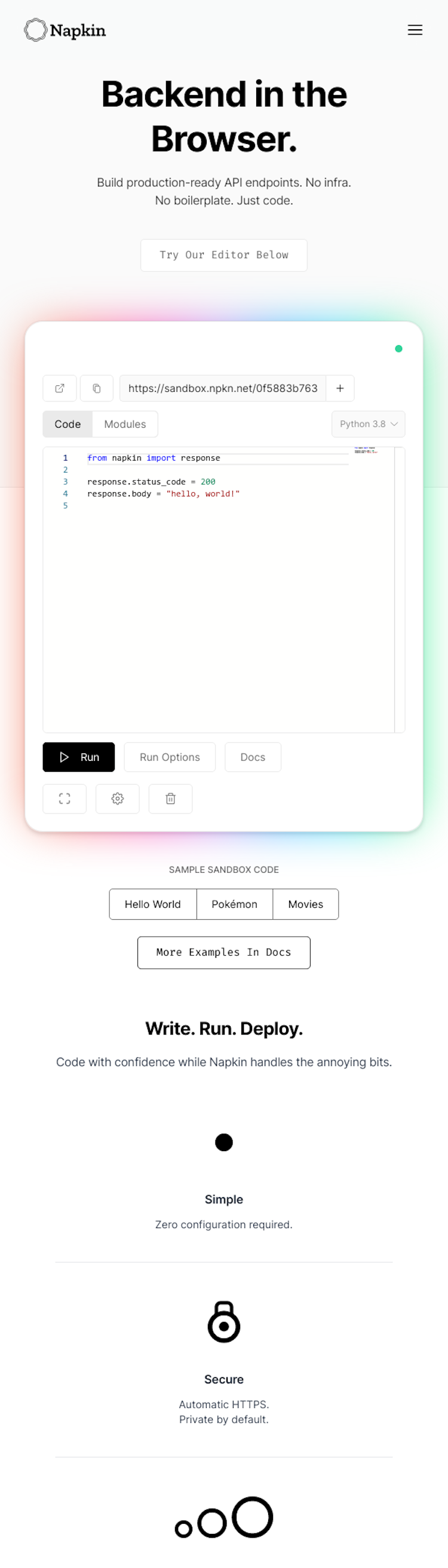 Napkin  Landing Page Design