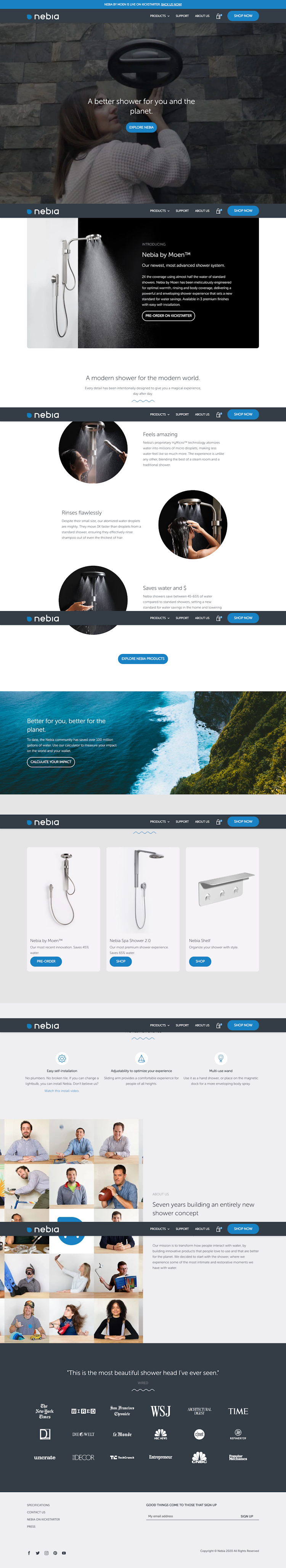 Nebia  Landing Page Design