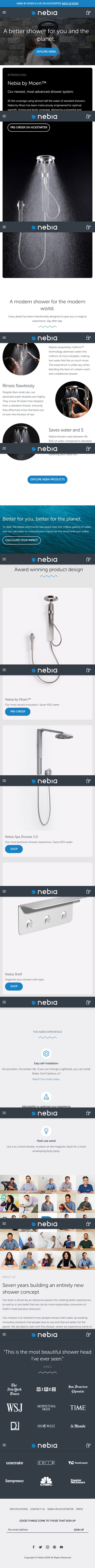 Nebia  Landing Page Design