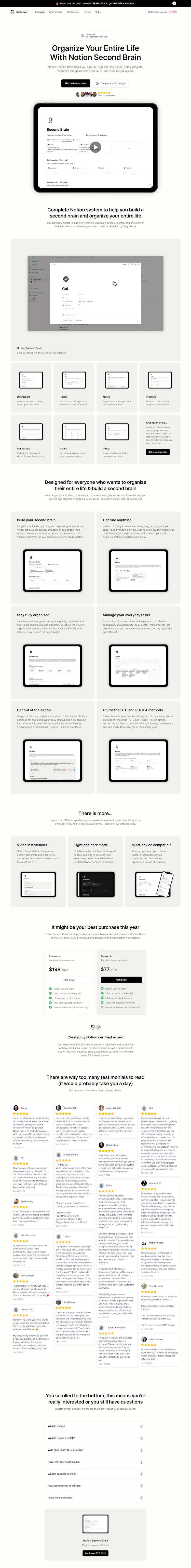 Notion Second Brain  Landing Page Design