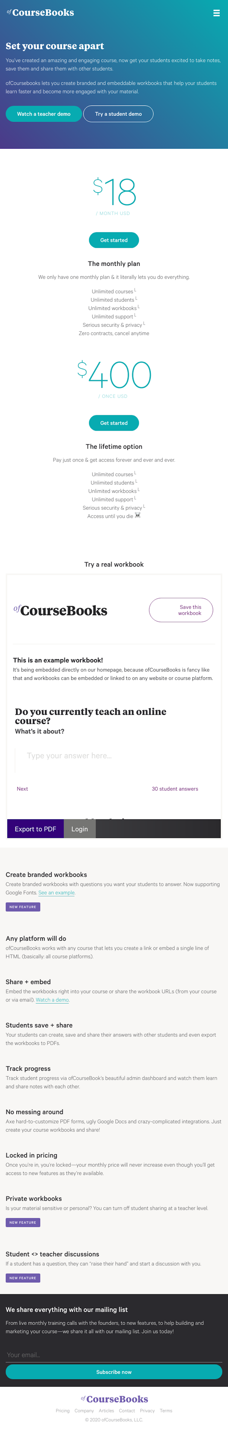 Ofcoursebooks  Landing Page Design