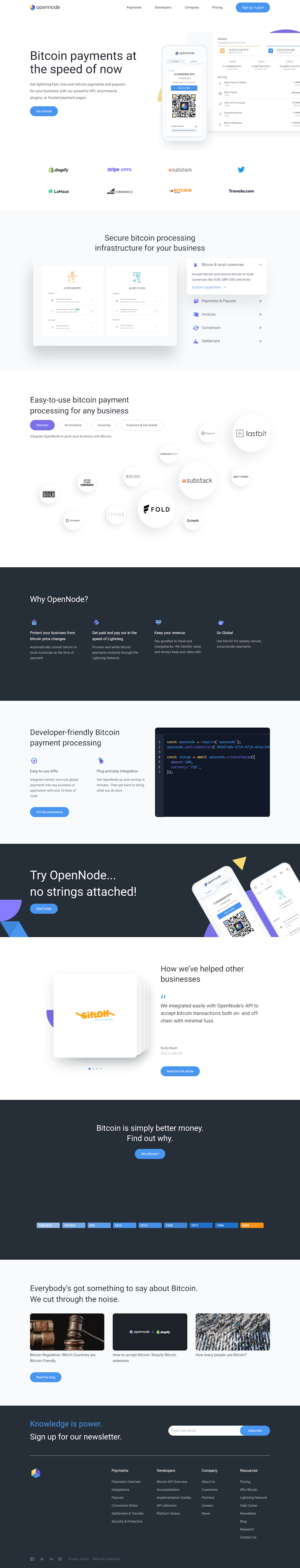 OpenNode  Landing Page Design