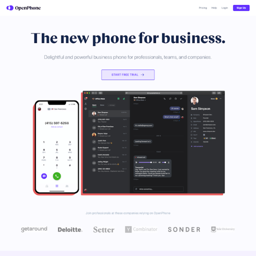 OpenPhone  Landing Page Design