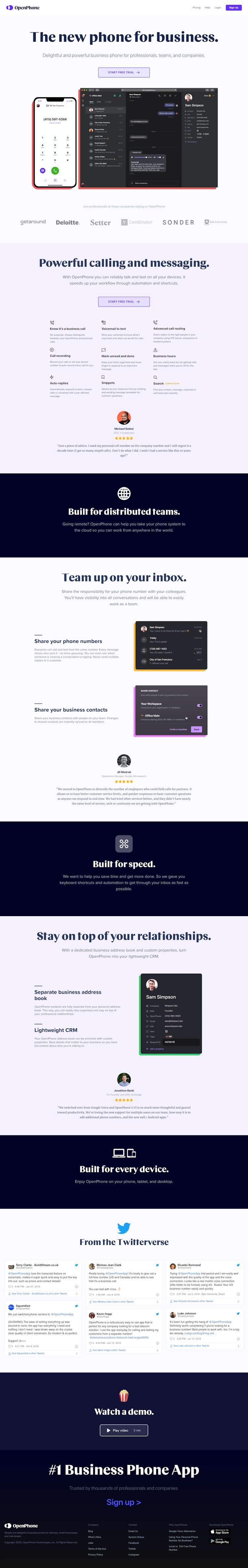 OpenPhone  Landing Page Design