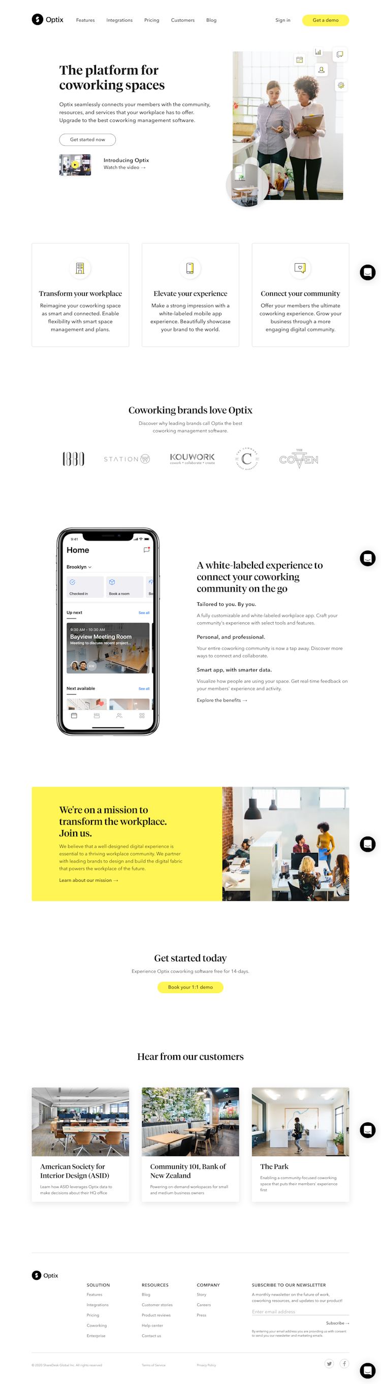 Optixapp  Landing Page Design