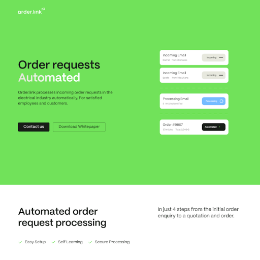 Order Link  Landing Page Design