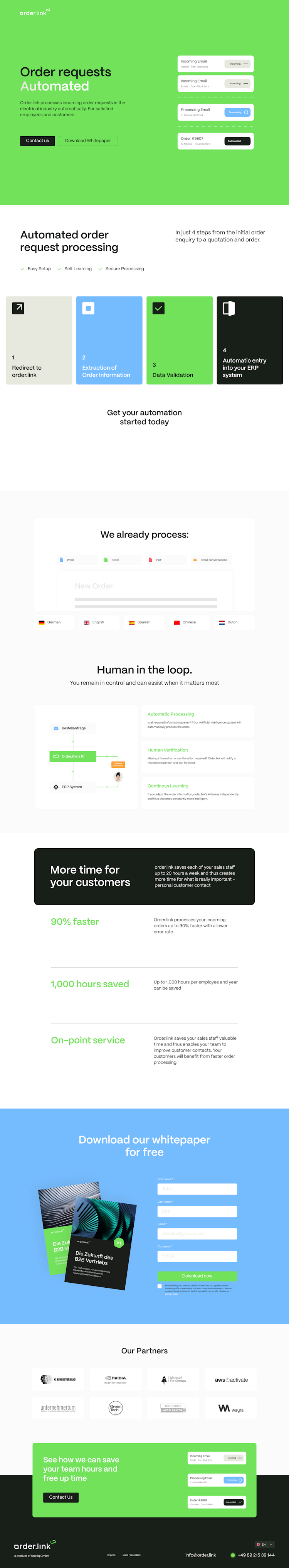 Order Link  Landing Page Design