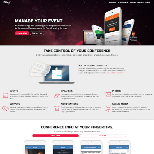 OurEvent  Landing Page Design