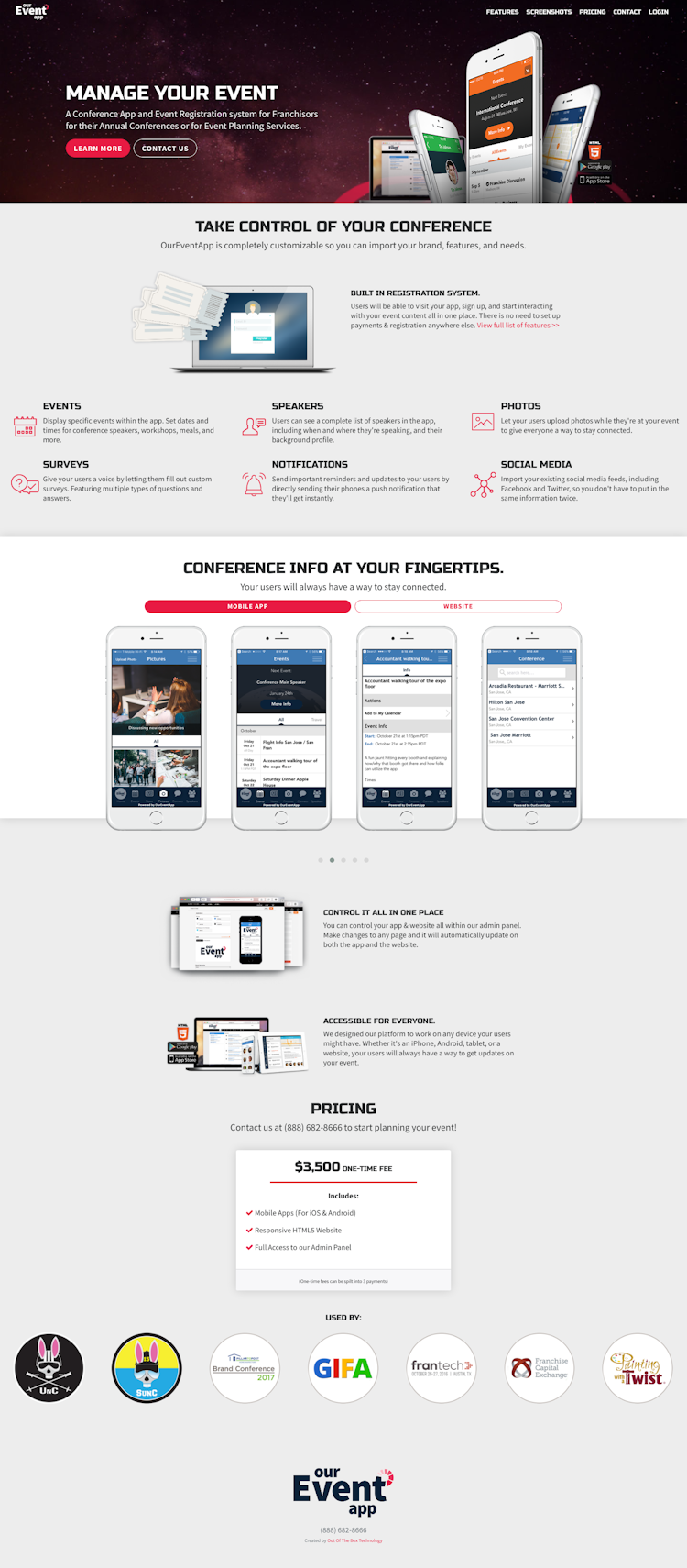 OurEvent  Landing Page Design