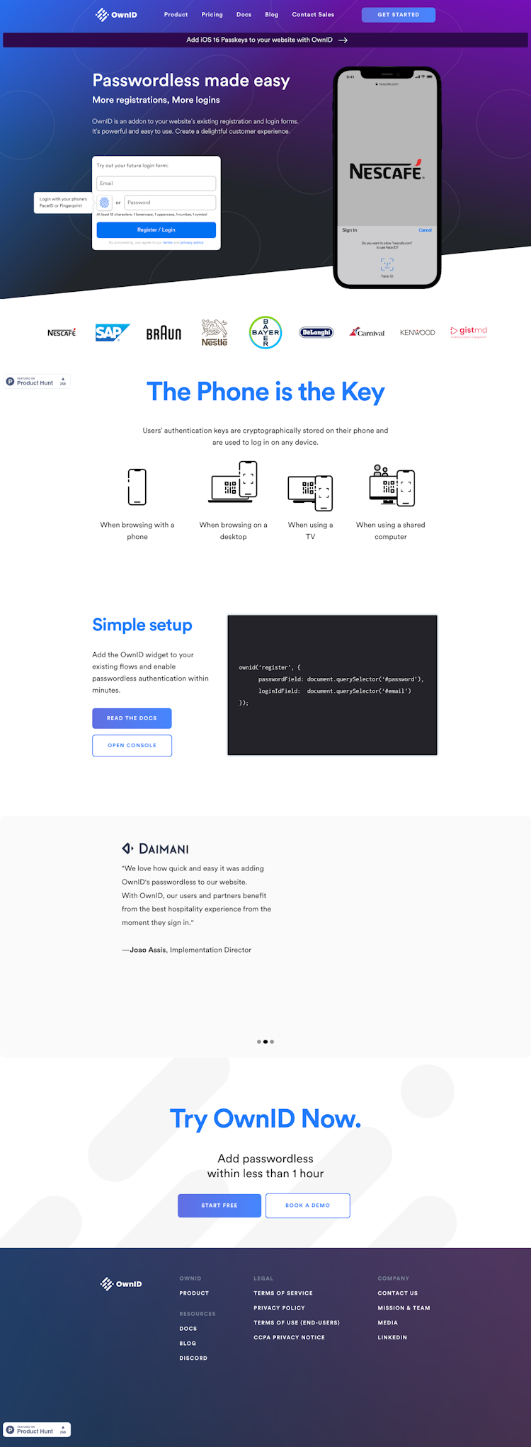 Ownid  Landing Page Design