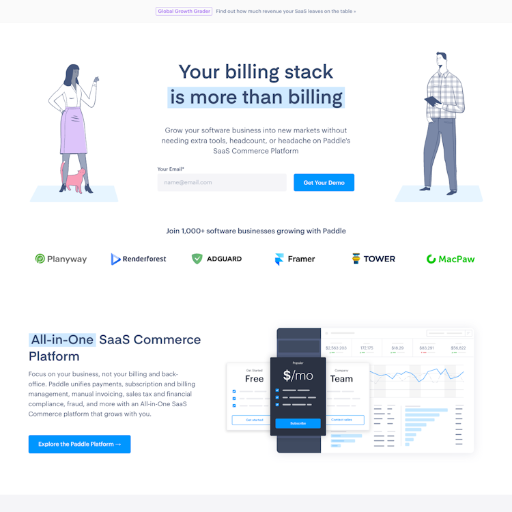 Paddle  Landing Page Design