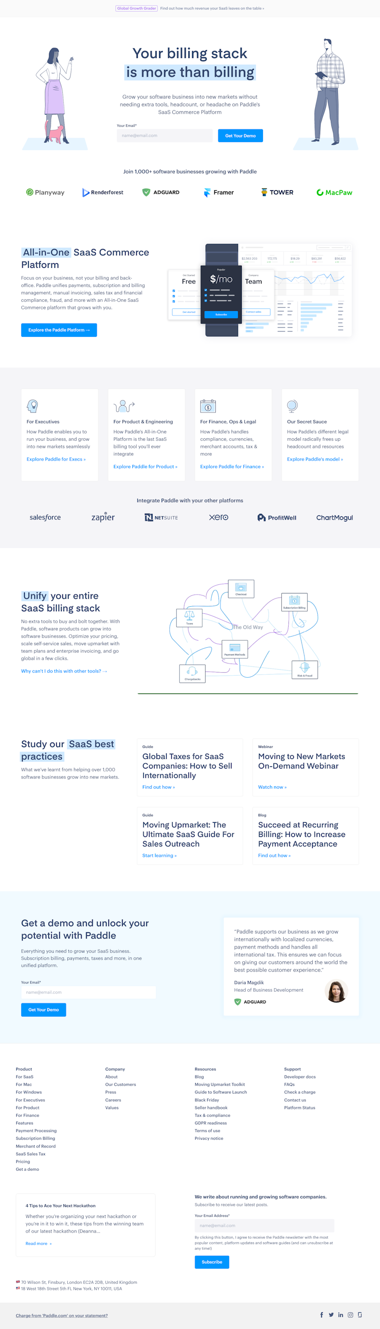 Paddle  Landing Page Design