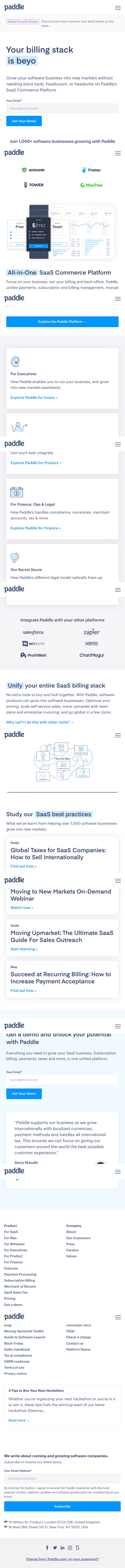 Paddle  Landing Page Design