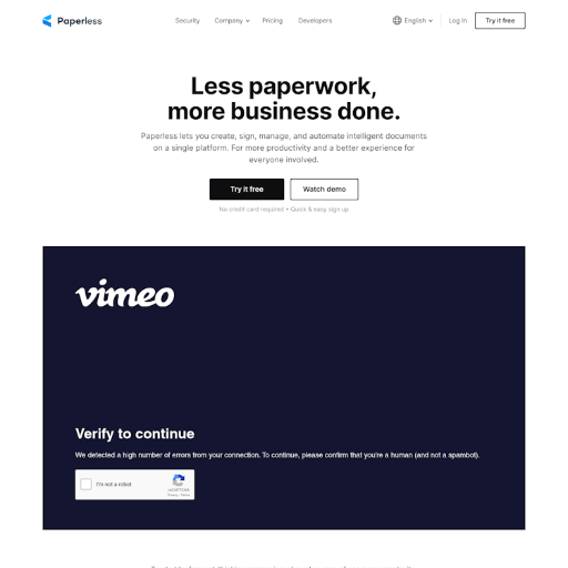 Paperless  Landing Page Design