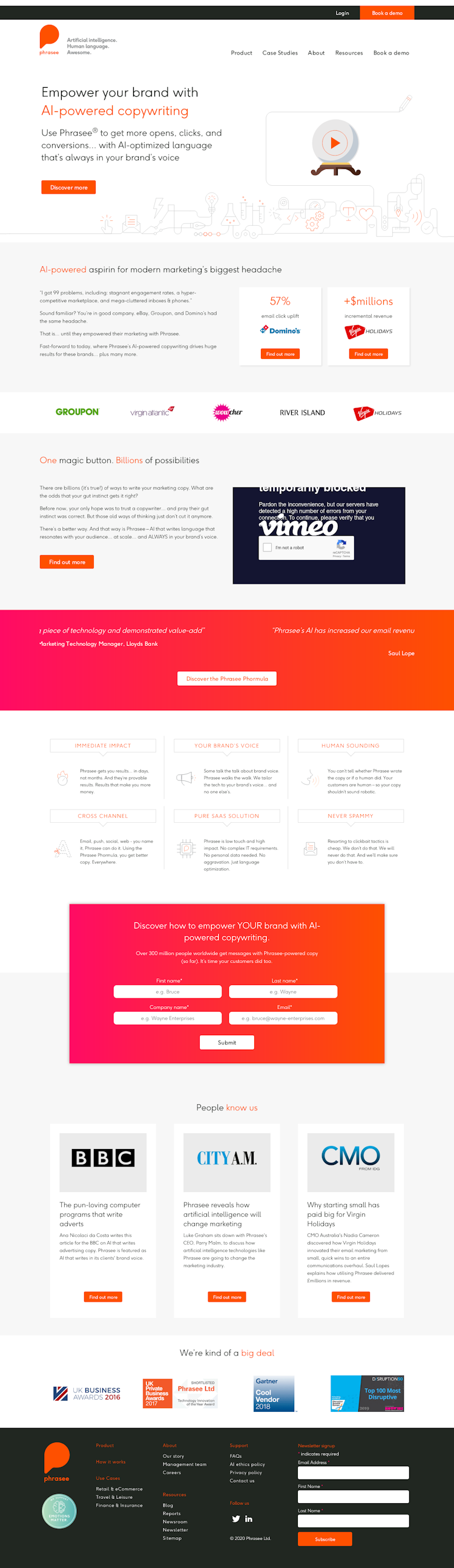 Phrasee  Landing Page Design