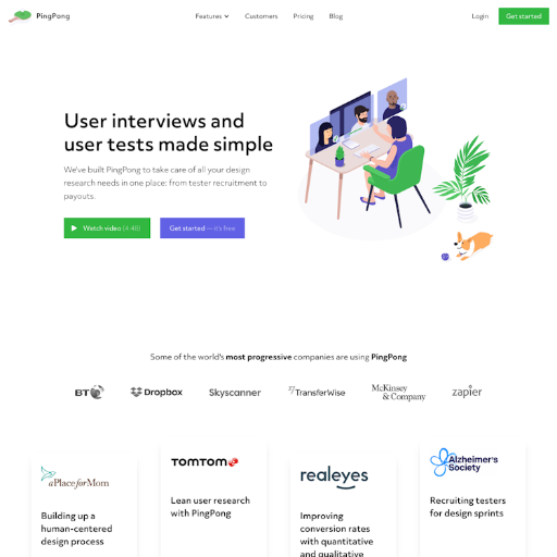 Pingpong  Landing Page Design