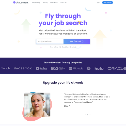 Placement  Landing Page Design