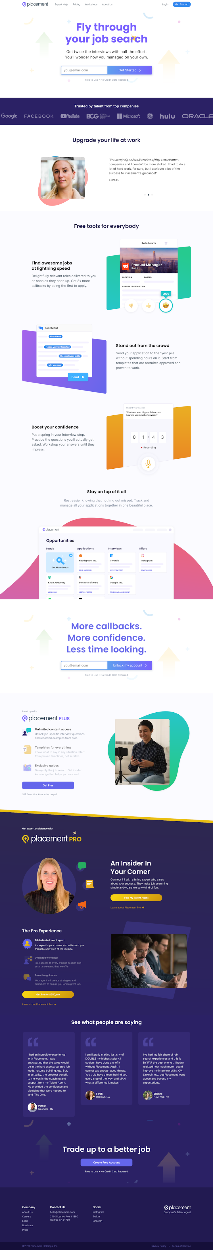 Placement  Landing Page Design