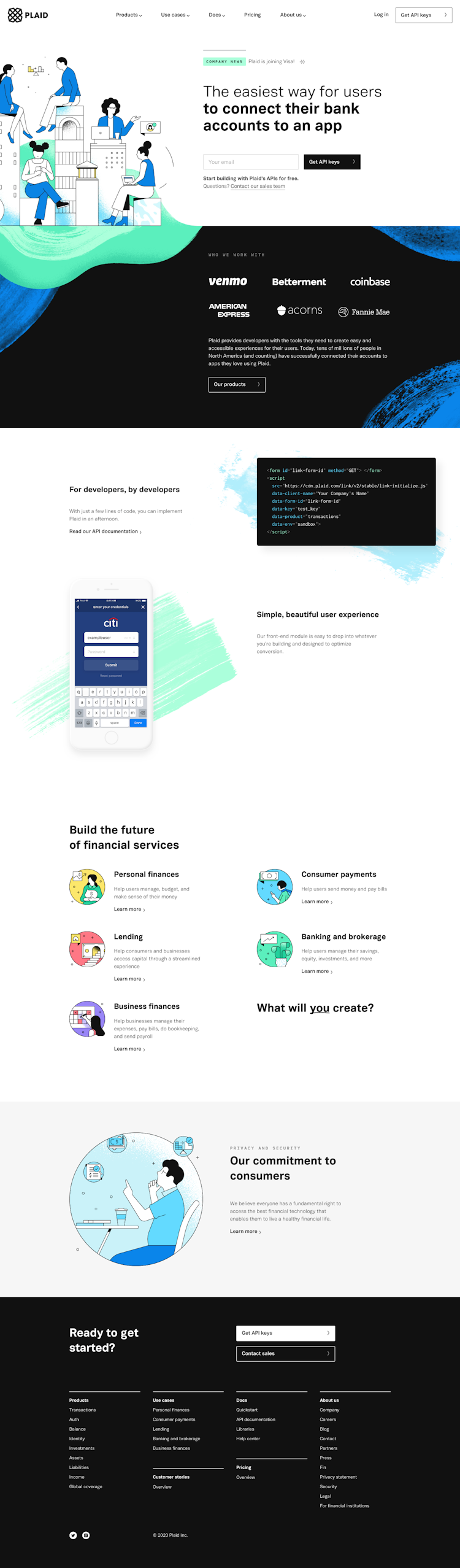 Plaid  Landing Page Design