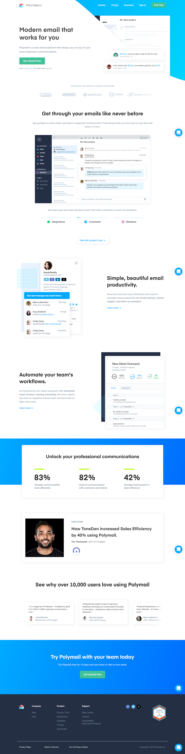 Polymail  Landing Page Design