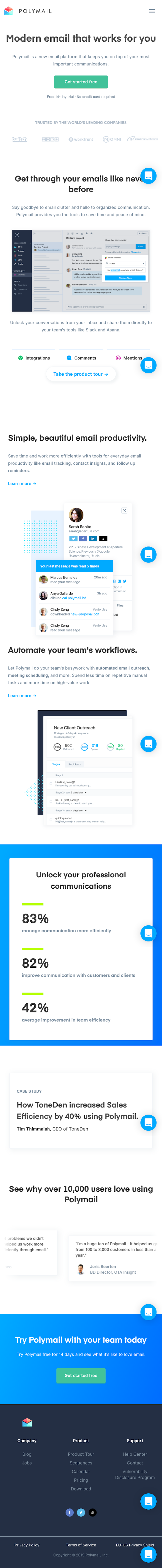 Polymail  Landing Page Design