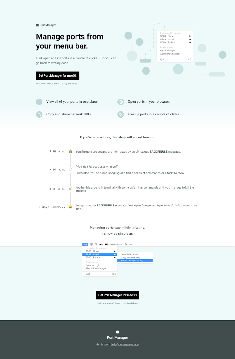 Portmanager  Landing Page Design