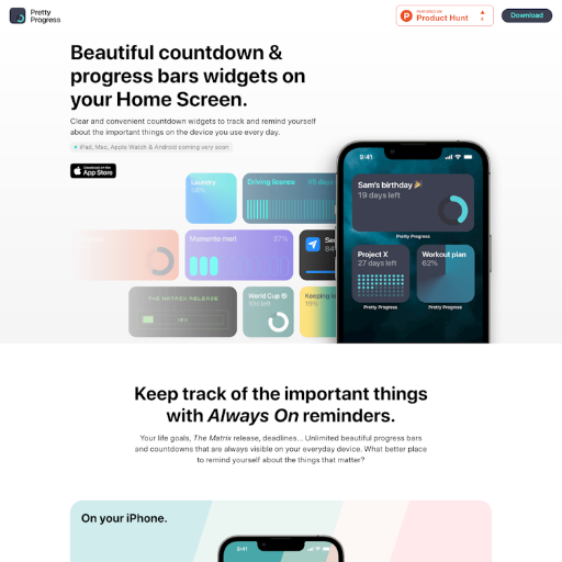 Prettyprogress  Landing Page Design