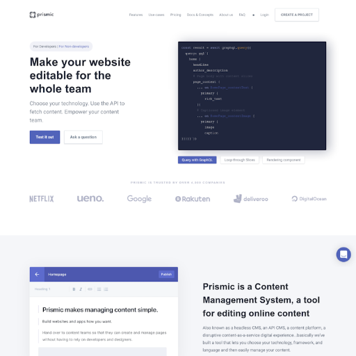 Prismic  Landing Page Design