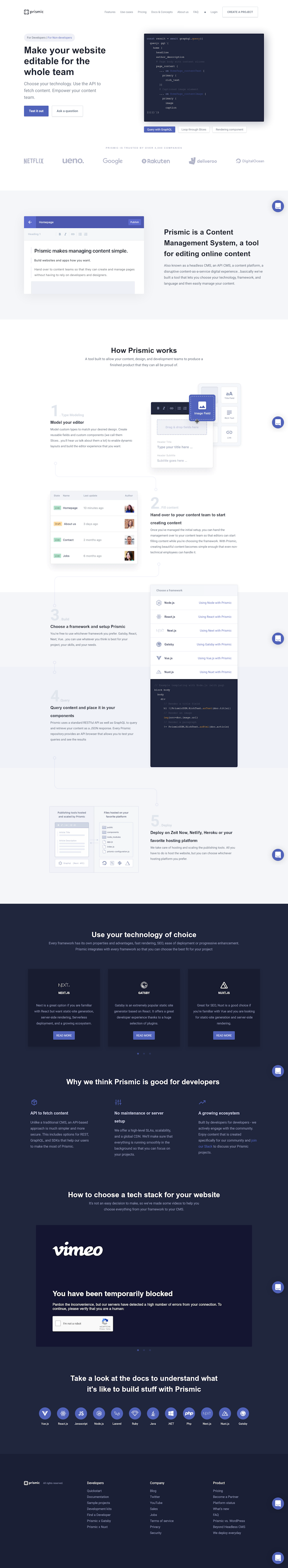 Prismic  Landing Page Design