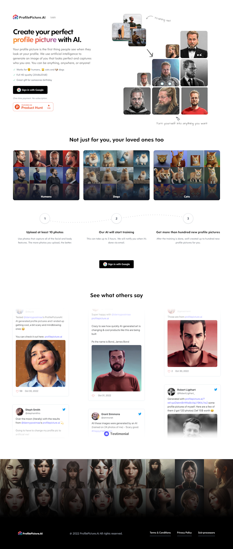 Profile Picture AI  Landing Page Design