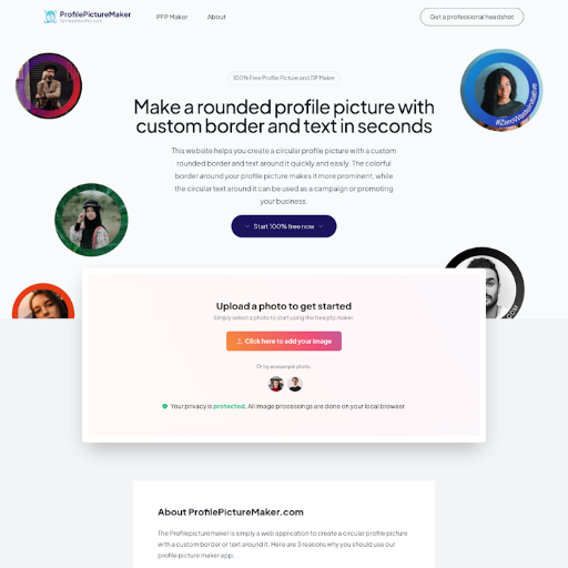 Profile Picture Maker  Landing Page Design