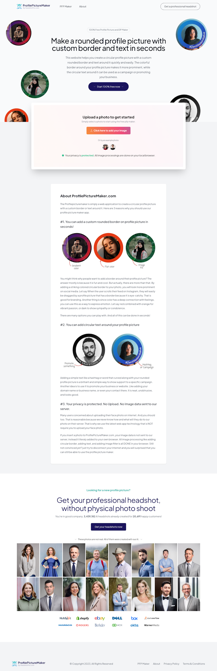 Profile Picture Maker  Landing Page Design