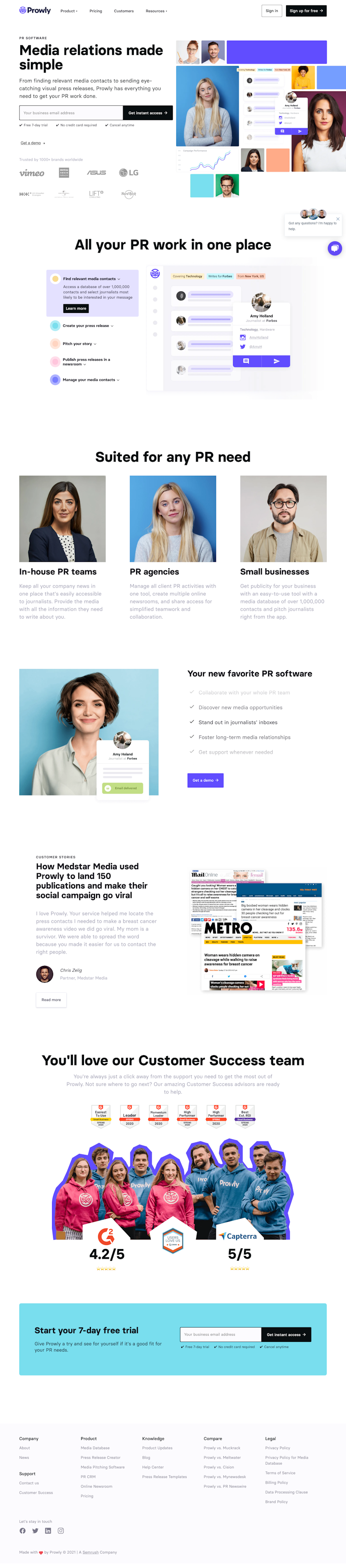 Prowly  Landing Page Design