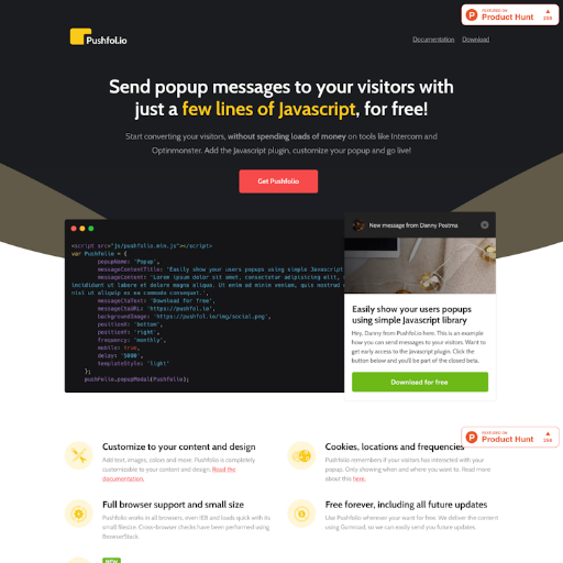 Pushfol  Landing Page Design