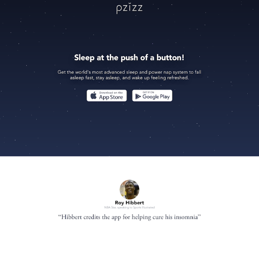 Pzizz  Landing Page Design