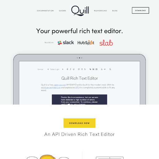 Quilljs  Landing Page Design