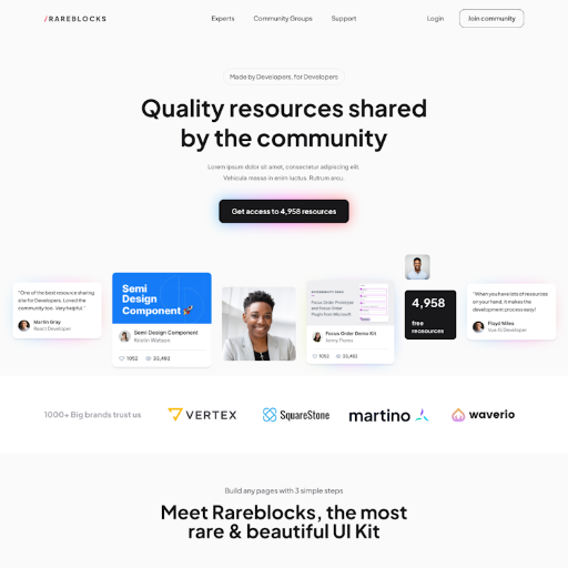 Rareblocks  Landing Page Design