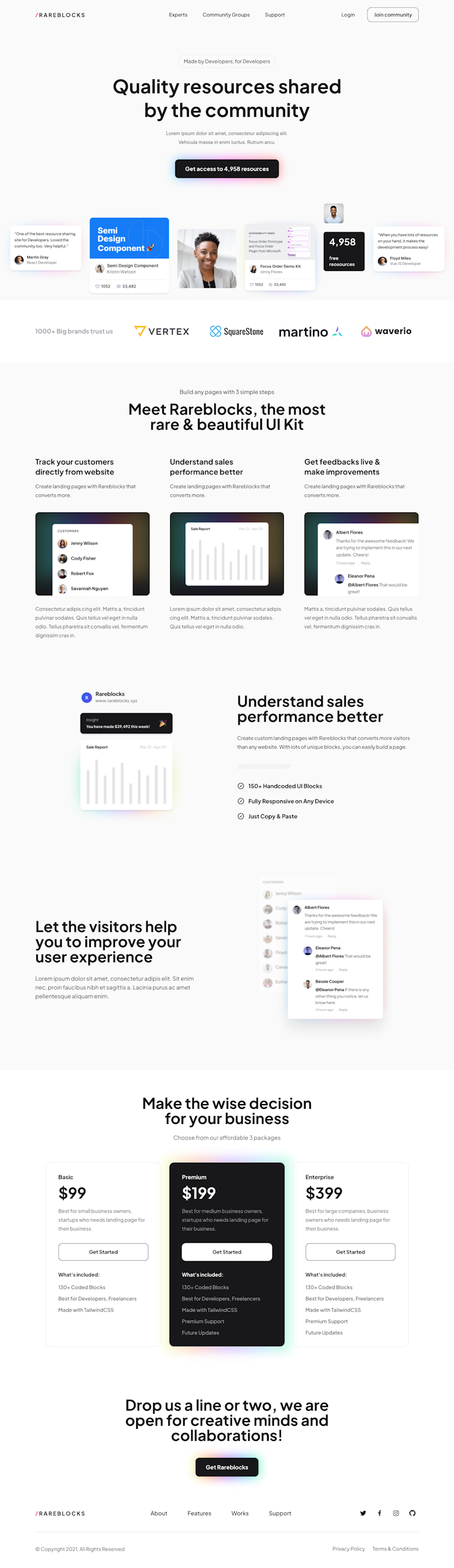 Rareblocks  Landing Page Design