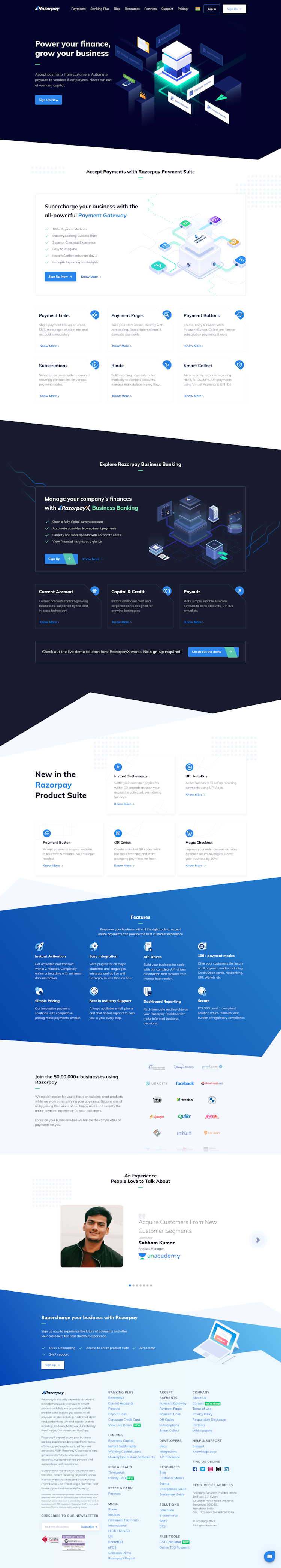 Razorpay  Landing Page Design