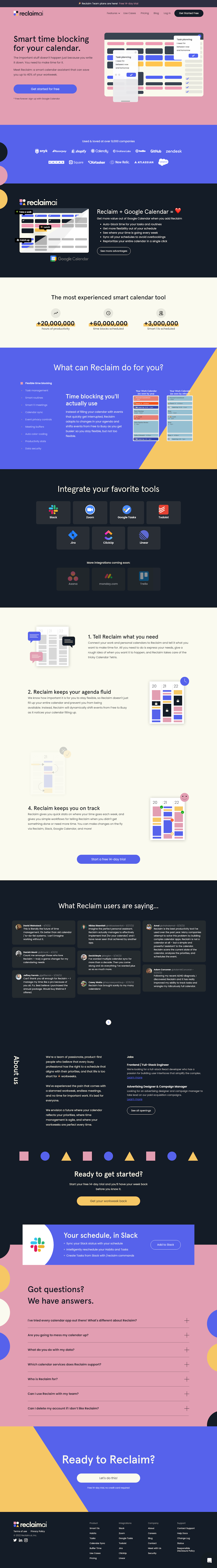 Reclaim  Landing Page Design