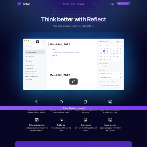 Reflect  Landing Page Design