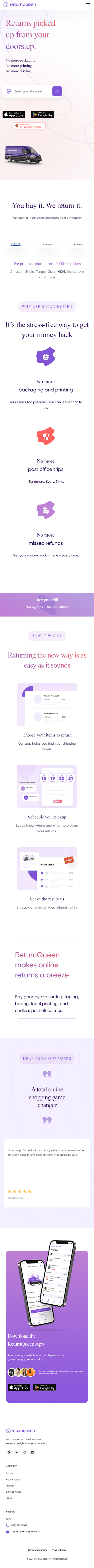 ReturnQueen  Landing Page Design