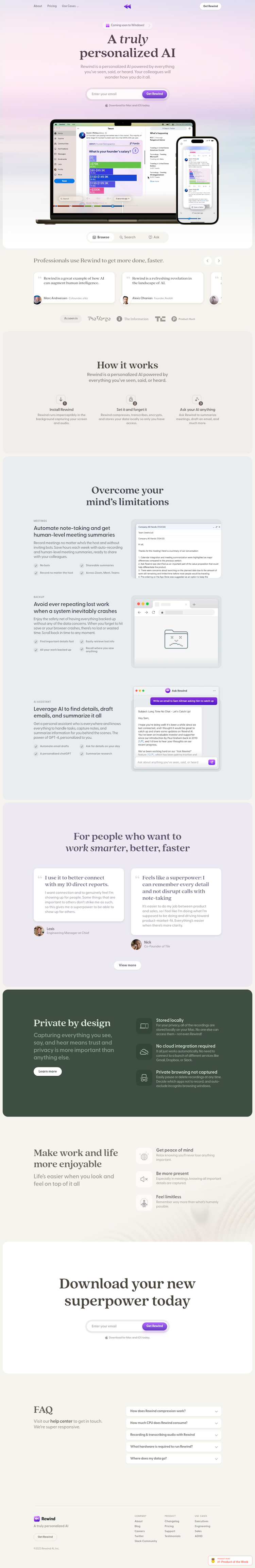 Rewind  Landing Page Design