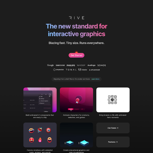 Rive  Landing Page Design