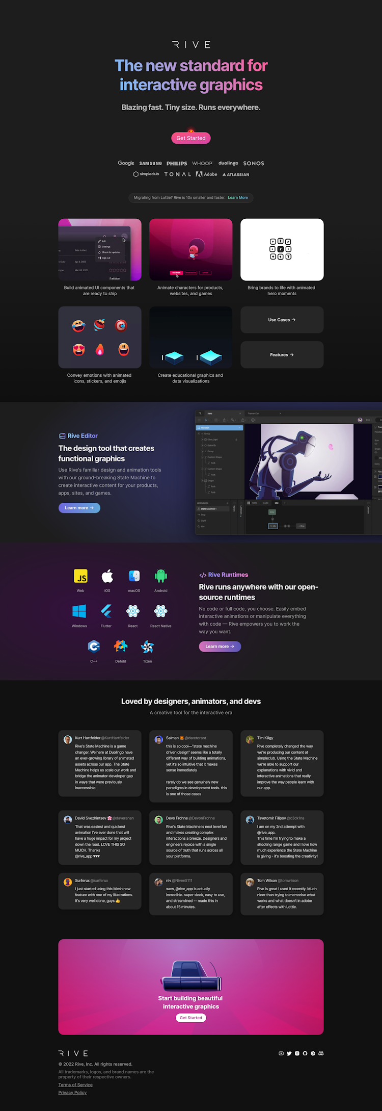 Rive  Landing Page Design